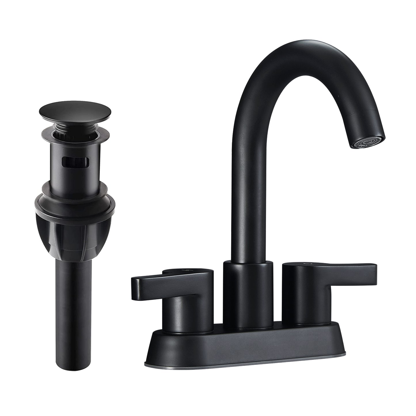 Waterpar® 4 in. Centerset Double Handle Bathroom Faucet with Supply Hose and Pop-up Drain