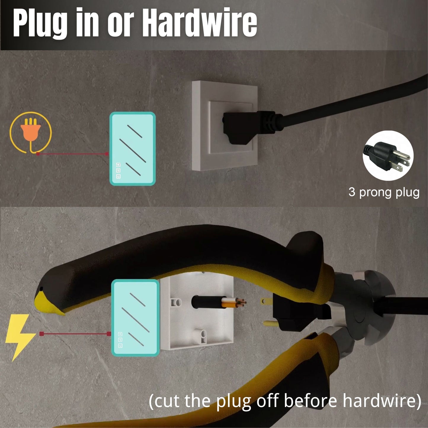 Waterpar® 40 in. W x 24 in. H LED Rectangular Frameless Anti-Fog Bathroom Mirror Front Light