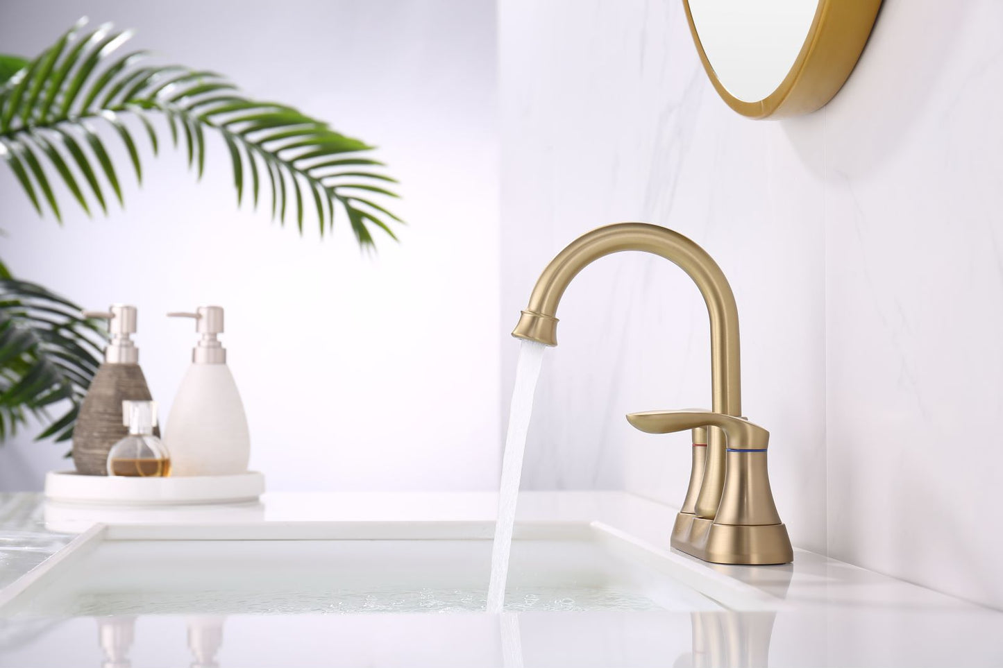 Waterpar®  4 in. Centerset Double Handle High Arc Bathroom Faucet