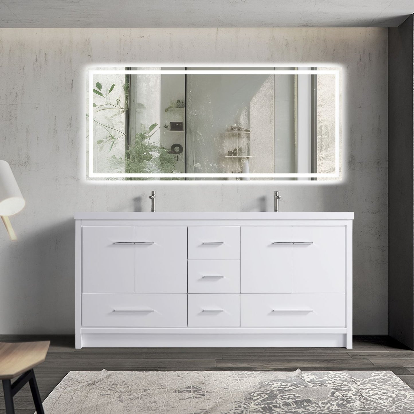 Waterpar® 70.87 in. L x 19.7 in. W x 35 in. H Bathroom Cabinet with Dual Resin Sink