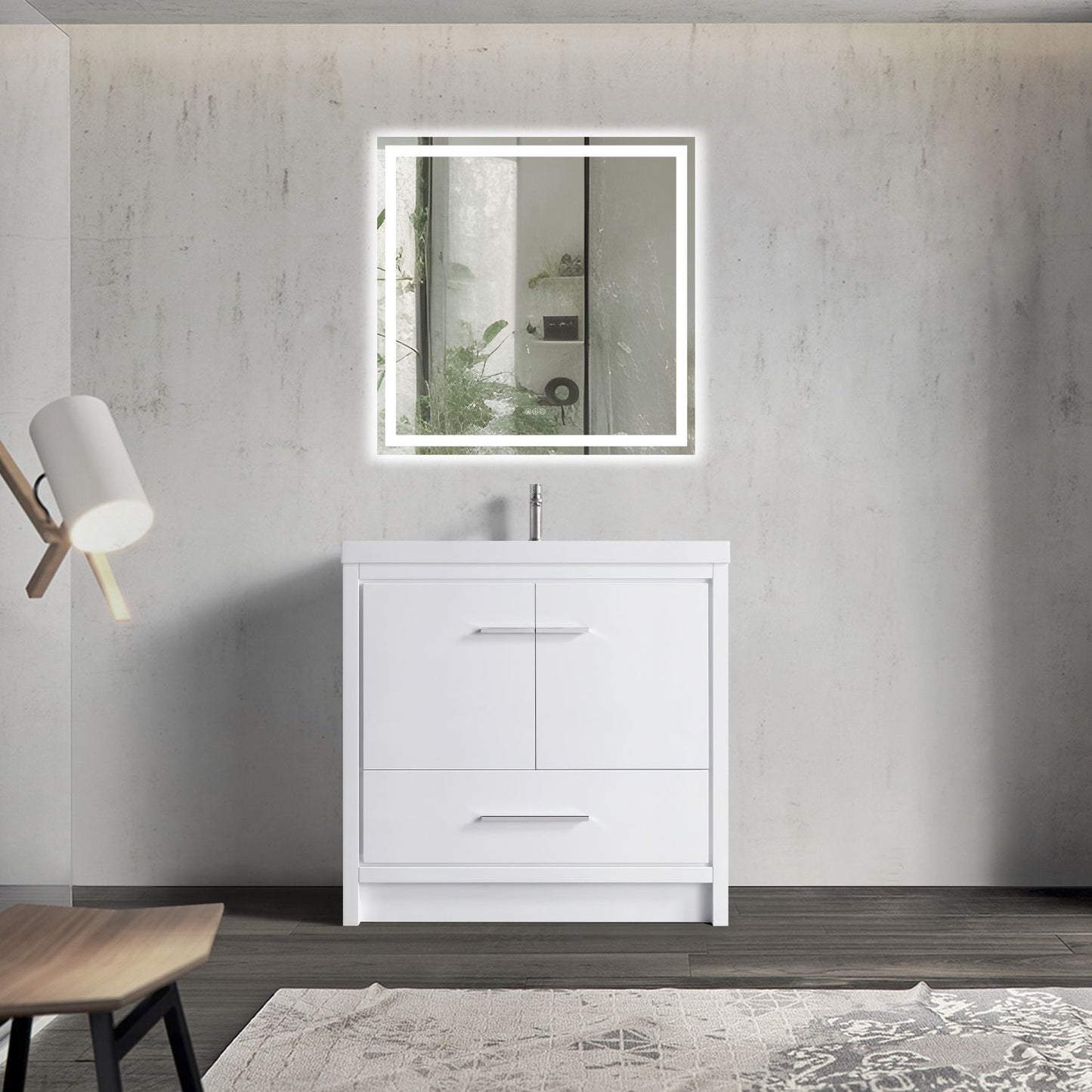 Waterpar® 35.43 in. L x 19.7 in. W x 35 in. H Bathroom Cabinet with Single Resin Sink