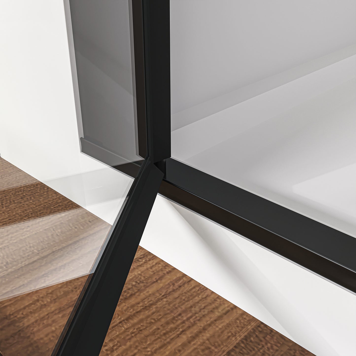 Waterper® Pivot Swing Frameless Shower Door in Black with Clear Glass