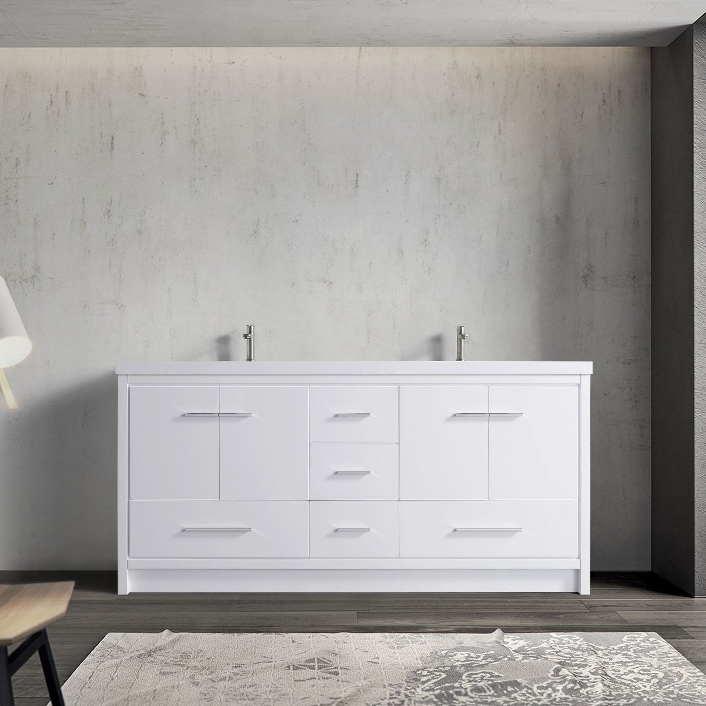 Waterpar® 70.87 in. L x 19.7 in. W x 35 in. H Bathroom Cabinet with Dual Resin Sink