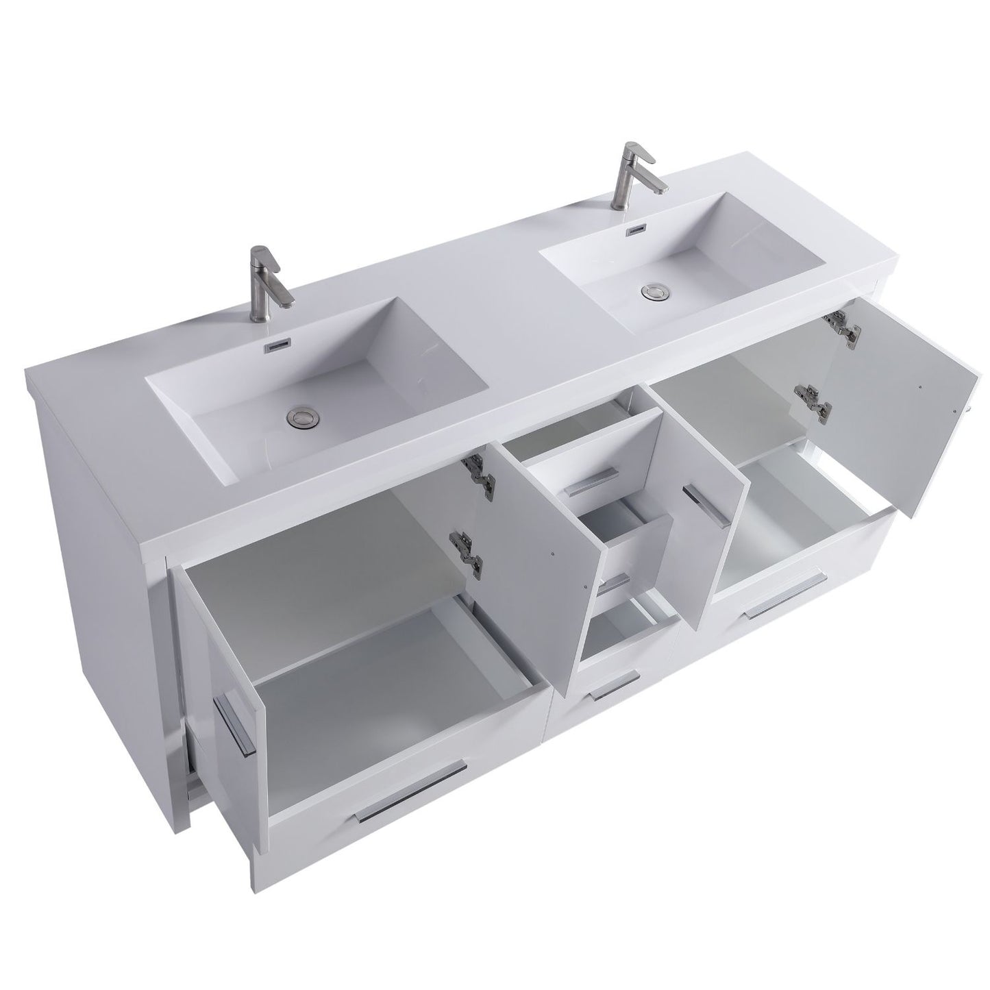 Waterpar® 70.87 in. L x 19.7 in. W x 35 in. H Bathroom Cabinet with Dual Resin Sink