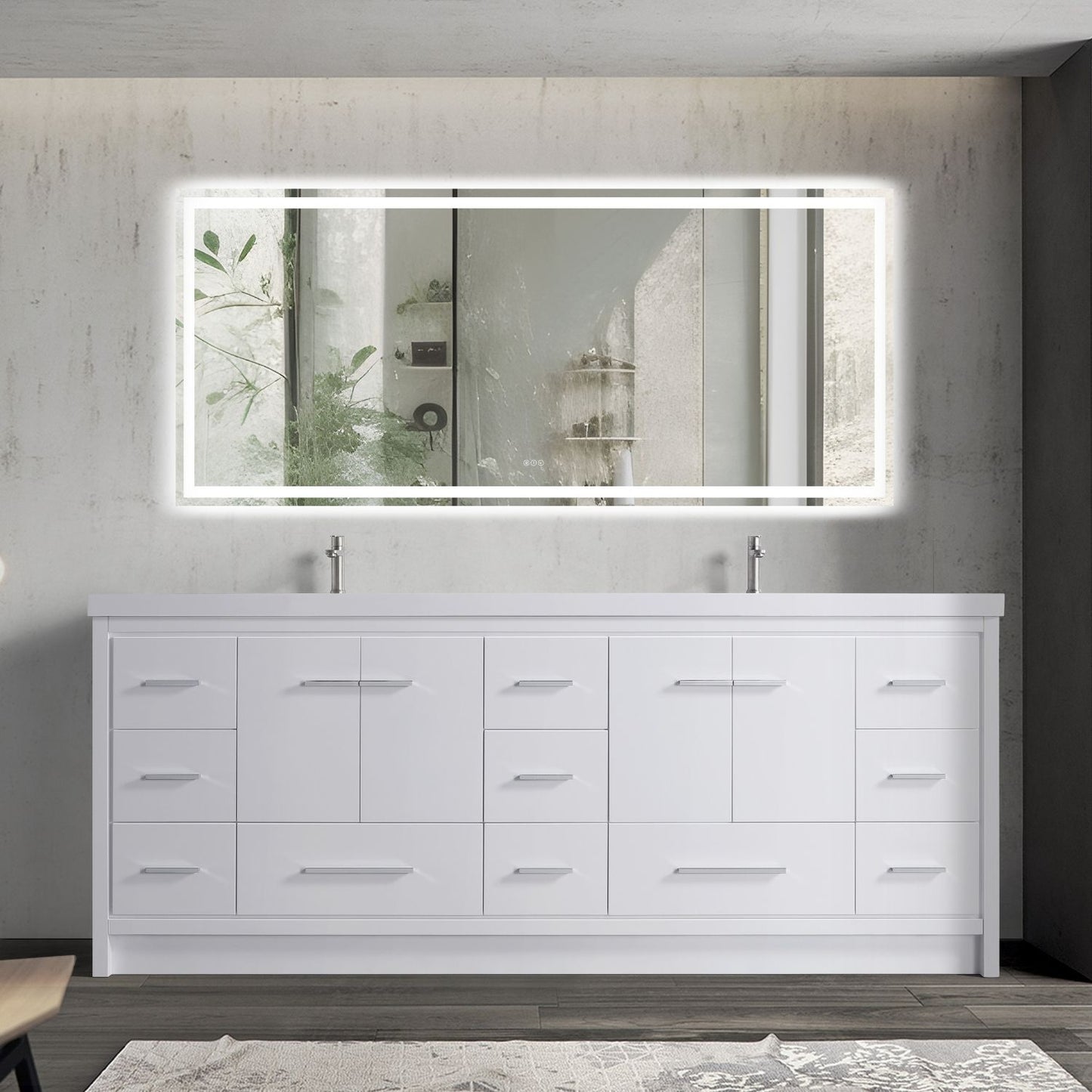 Waterpar® 83.9 in. L x 19.7 in. W x 35 in. H Bathroom Cabinet with Dual Resin Sink