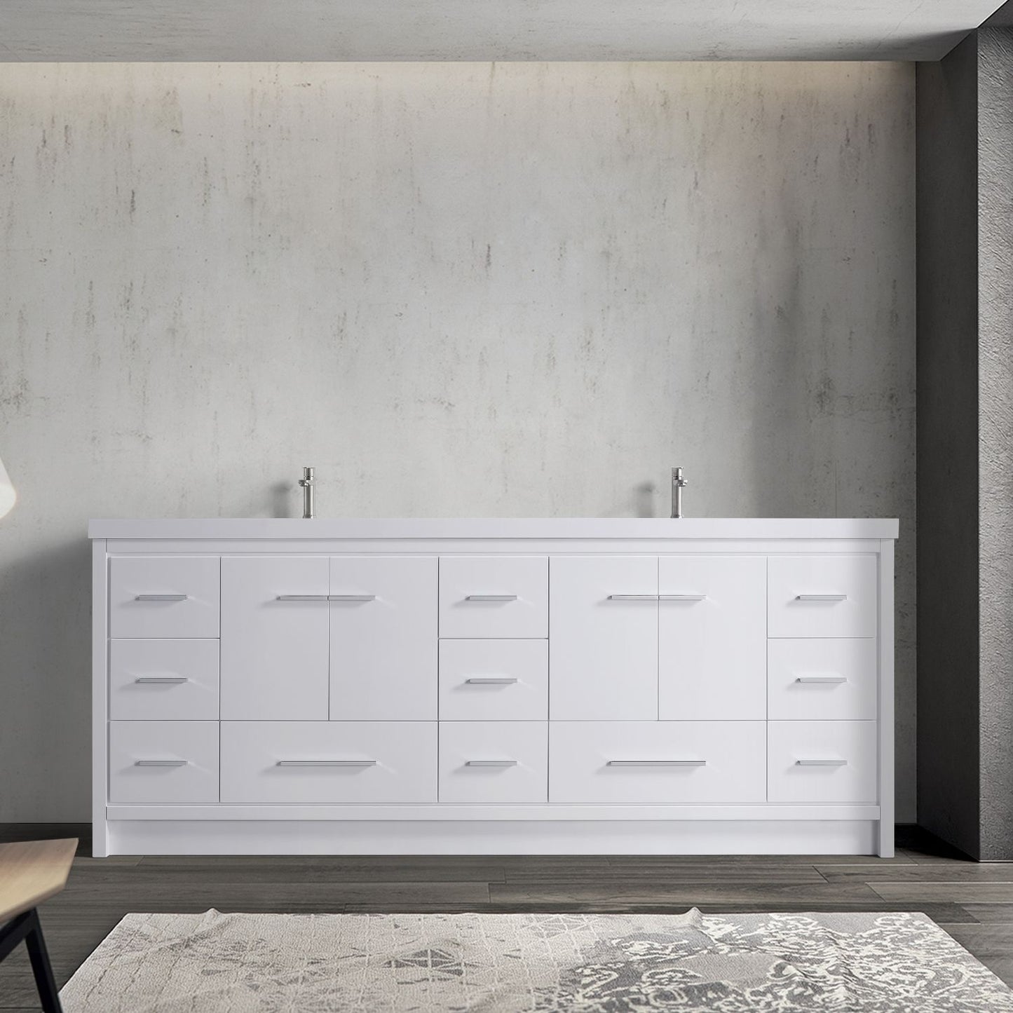 Waterpar® 83.9 in. L x 19.7 in. W x 35 in. H Bathroom Cabinet with Dual Resin Sink