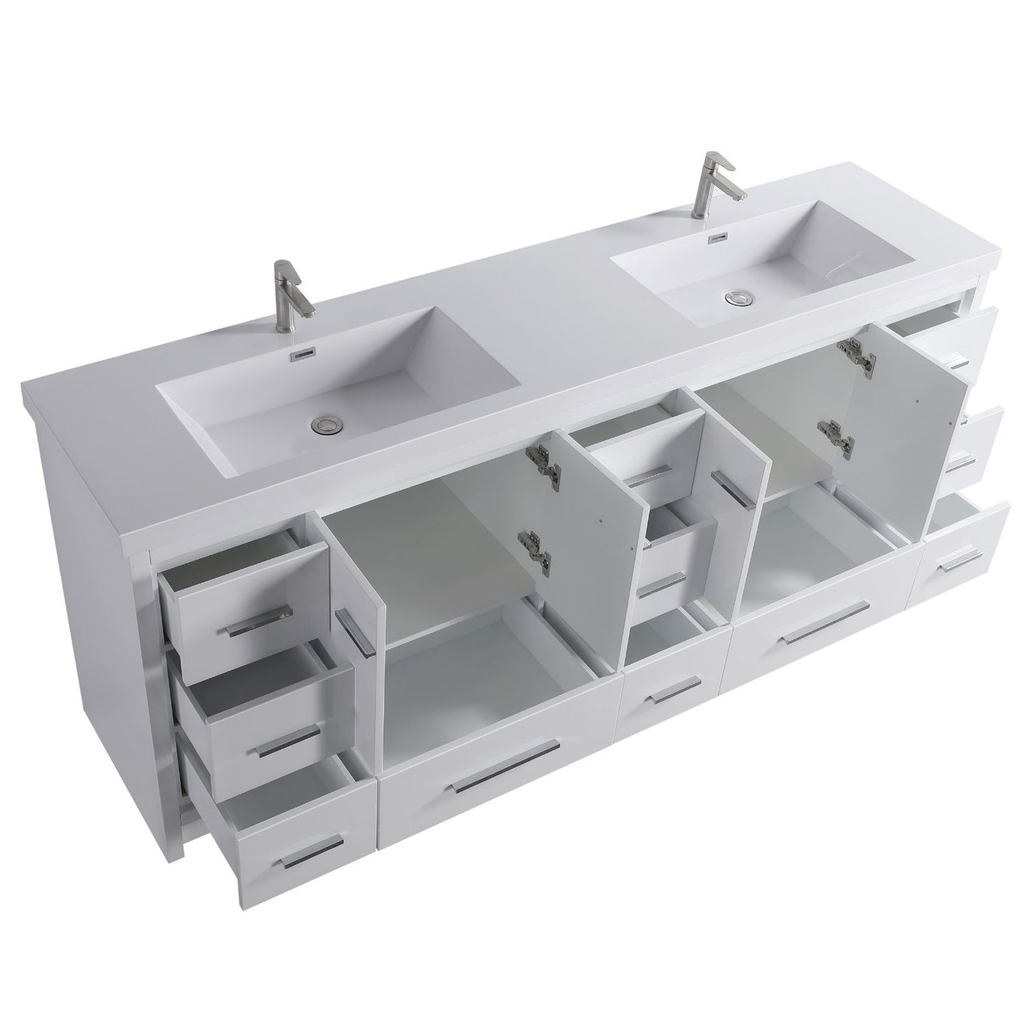 Waterpar® 83.9 in. L x 19.7 in. W x 35 in. H Bathroom Cabinet with Dual Resin Sink