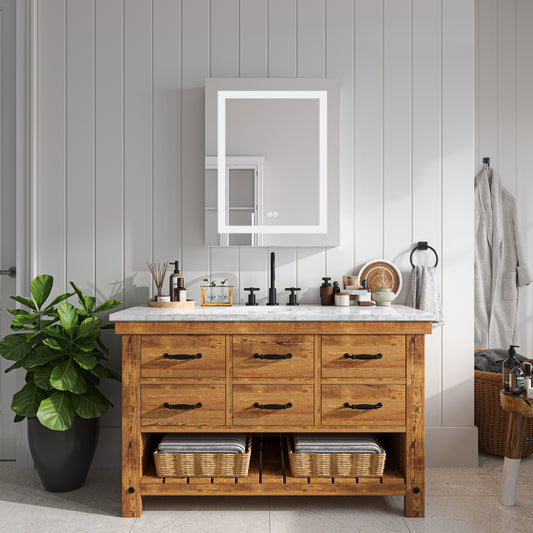 Waterpar® Rectangular LED Silver Aluminum Recessed/Surface Mount Medicine Cabinet with Mirror