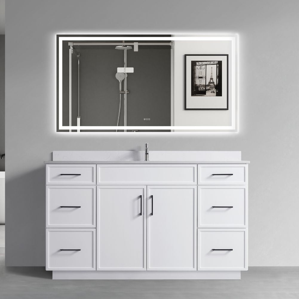 Waterpar® 60 in. L x 22 in. W x 35 in. H Minimalist Bathroom Cabinet with Single Ceramic Sink
