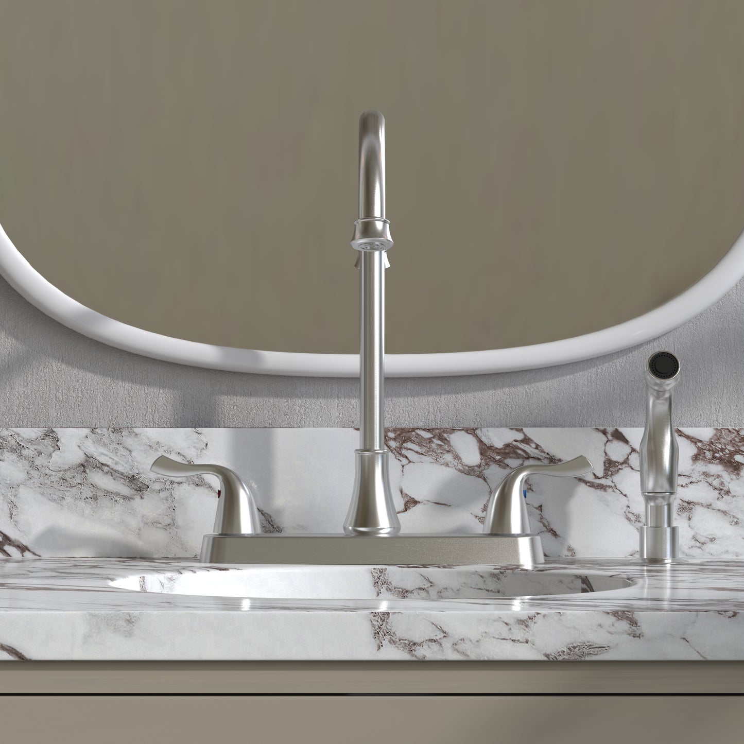 Waterpar® 2-Handle Kitchen Faucet with Pull Out Spray Wand in Brushed Nickel