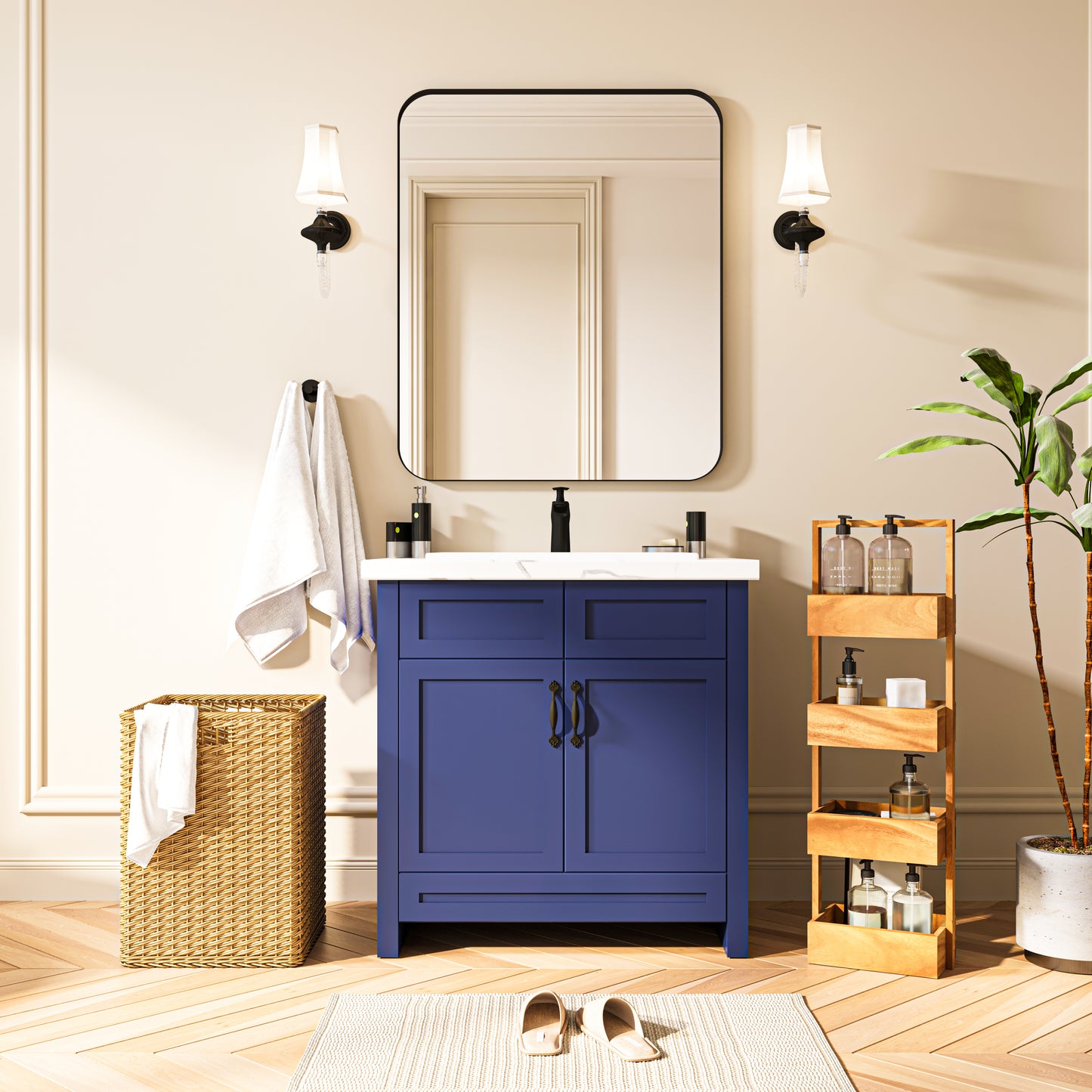 Waterpar® 32 in. W x 36 in. H Rectangular Aluminum Framed Wall Bathroom Vanity Mirror