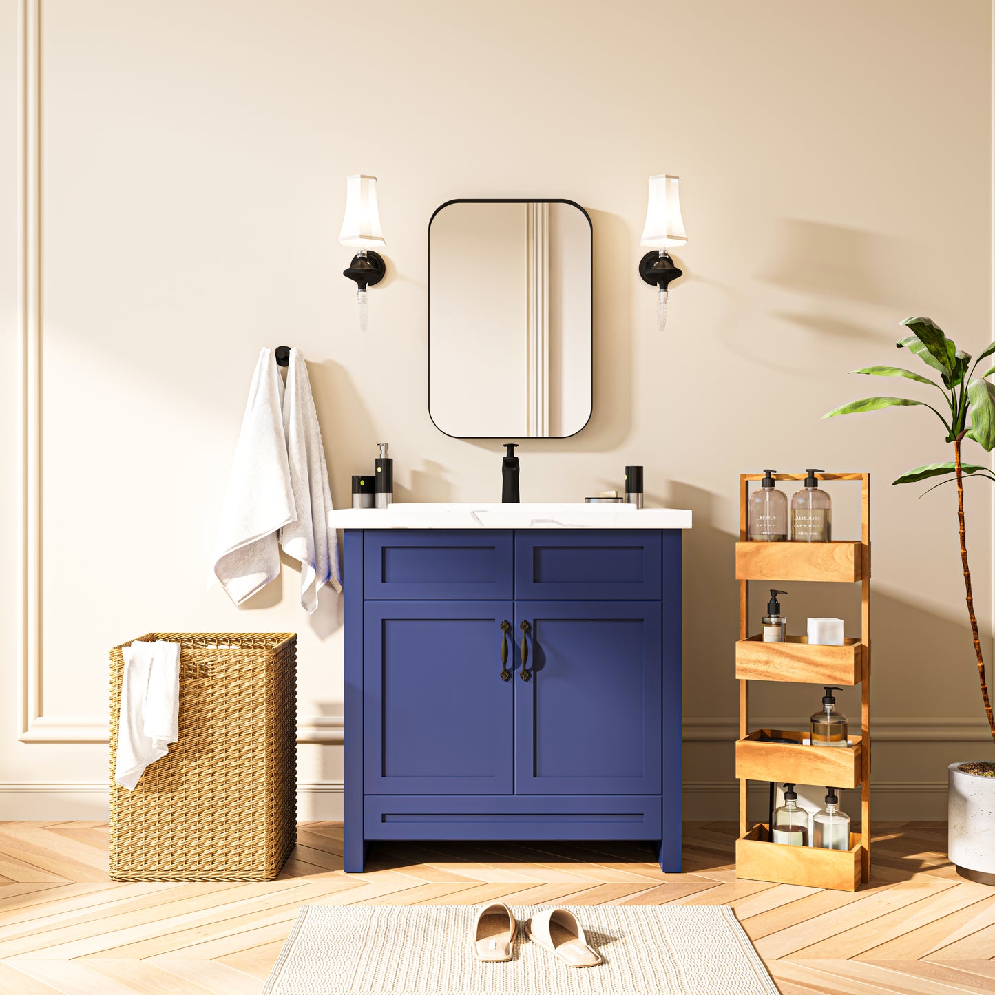 Waterpar® 16 in. W x 24 in. H Rectangular Aluminum Framed Wall Bathroom Vanity Mirror