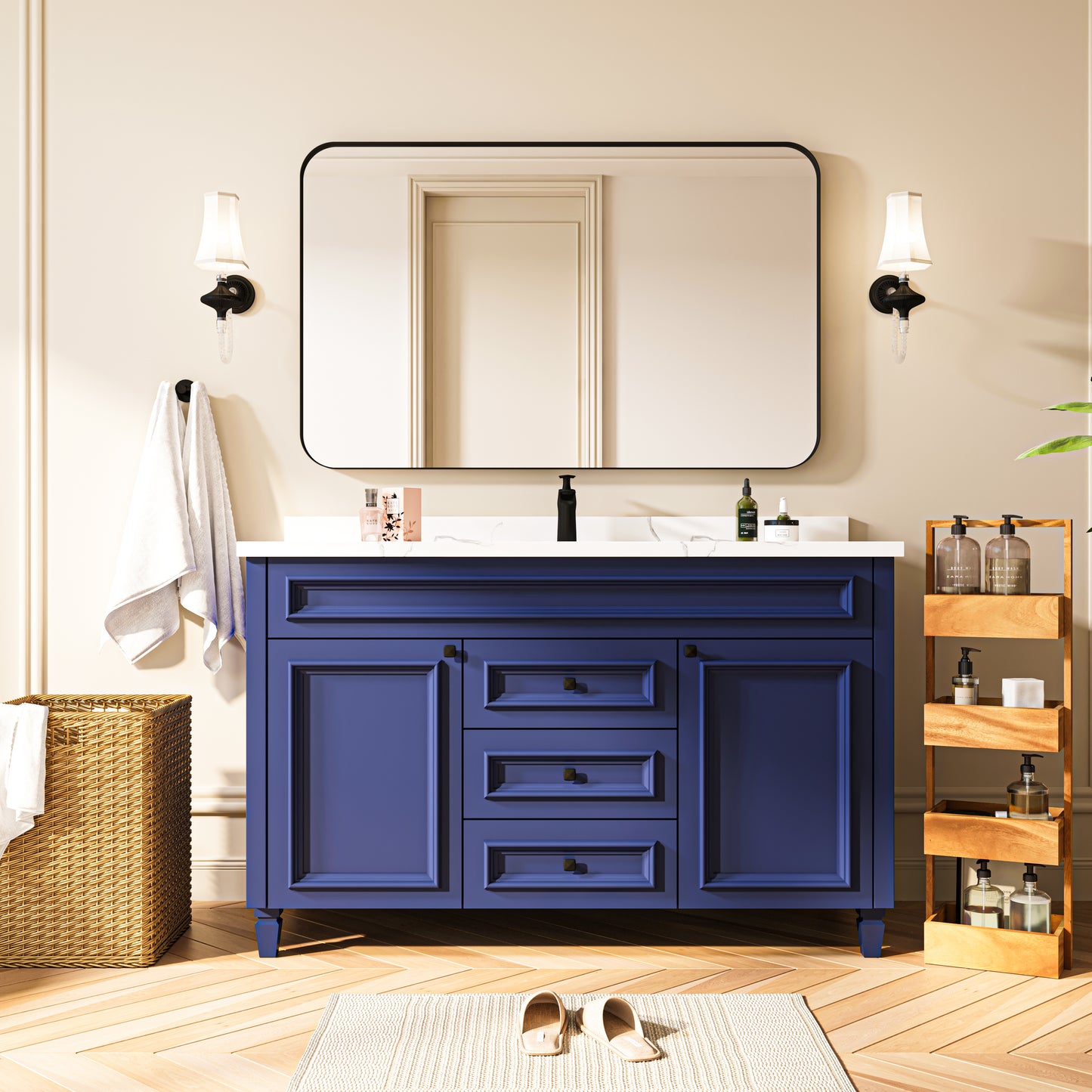 Waterpar® 48 in. W x 30 in. H Rectangular Aluminum Framed Wall Bathroom Vanity Mirror