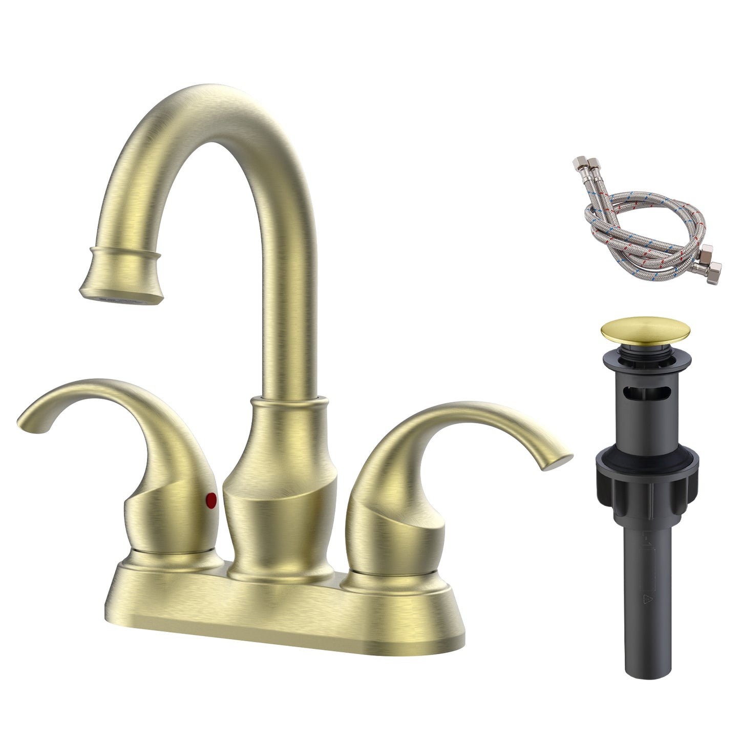 Waterpar® 4 in. Centerset Double Handle Bathroom Faucet with Pop-Up Drain and Supply Hoses