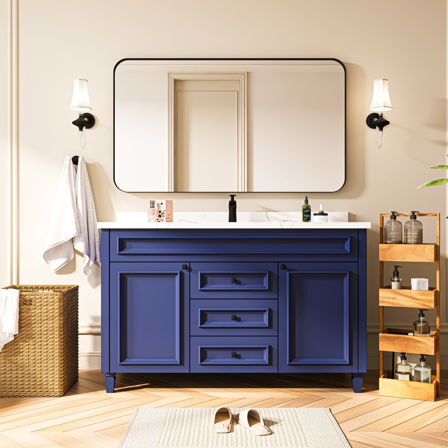 Waterpar® 52 in. W x 30 in. H Rectangular Aluminum Framed Wall Bathroom Vanity Mirror