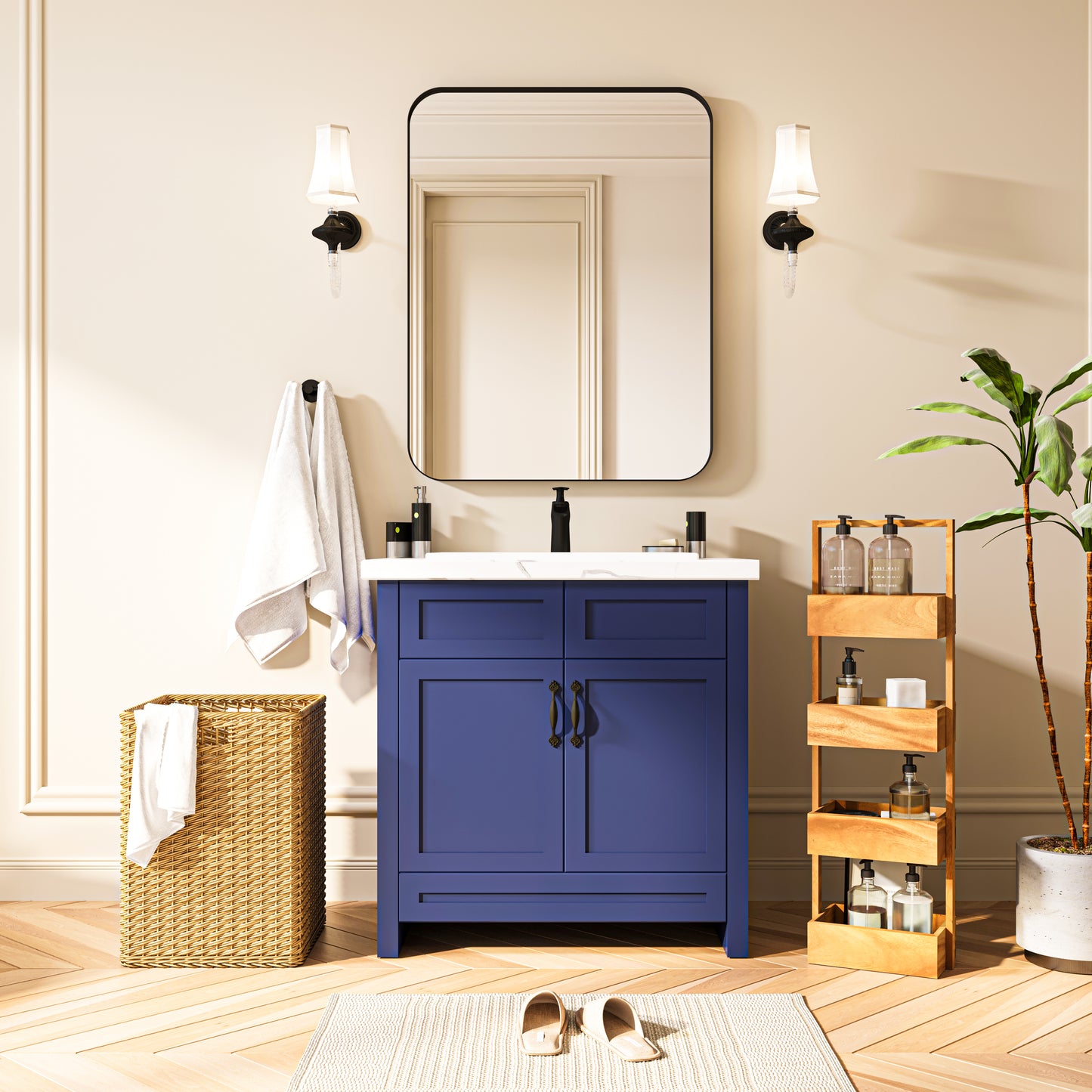 Waterpar® 30 in. W x 36 in. H Rectangular Aluminum Framed Wall Bathroom Vanity Mirror