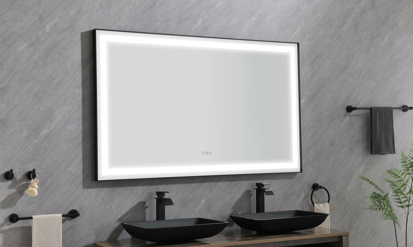 Waterpar® 118 in. W x 36 in. H Rectangular Framed Wall Bathroom Vanity Mirror with Front Light
