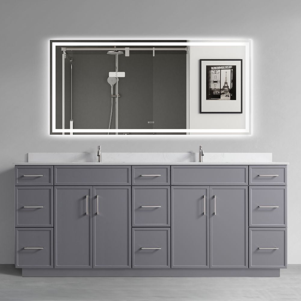 Waterpar® 84 in. L x 22 in. W x 35 in. H Minimalist Bathroom Cabinet with Dual Ceramic Sink