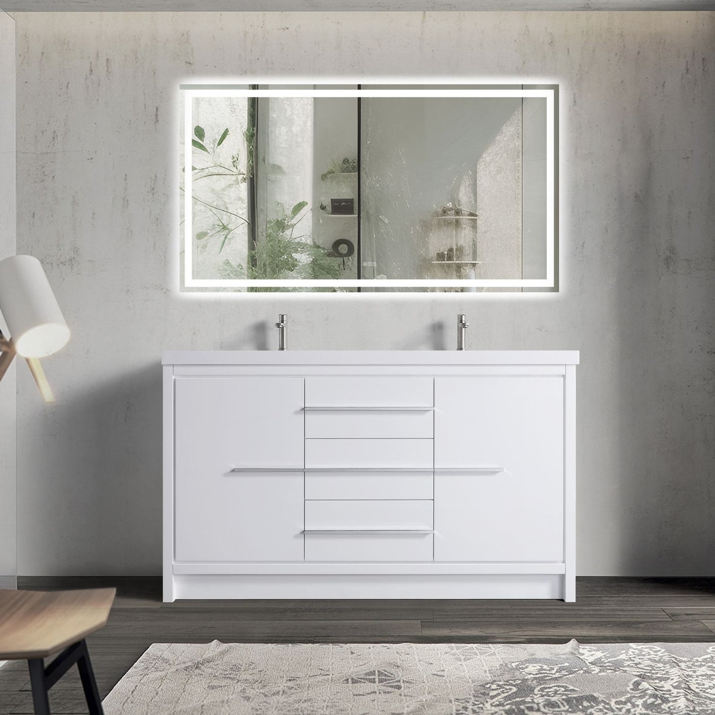 Waterpar® 59.25 in. L x 19.7 in. W x 35 in. H Bathroom Cabinet with Resin Sink