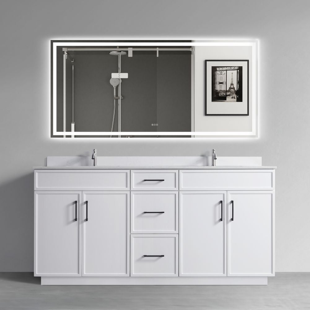 Waterpar® 72 in. L x 22 in. W x 35 in. H Minimalist Bathroom Cabinet with Dual Ceramic Sink