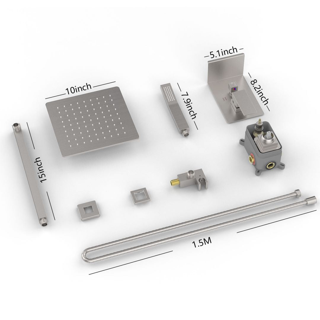 Waterpar®  Wall Mount Fixed and Handheld Shower Head with Storage Rack