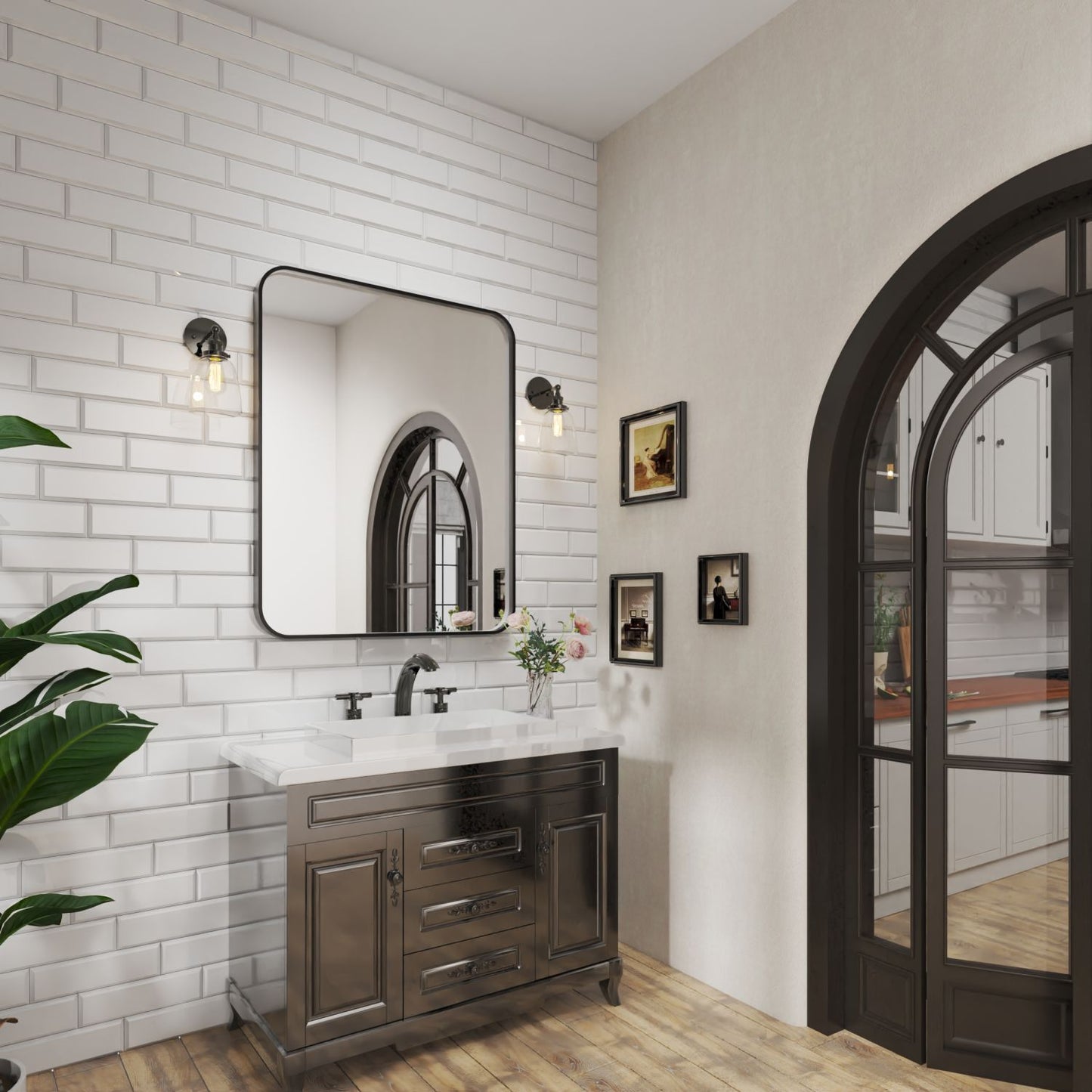 Waterpar® 40 in. W x 32 in. H Rectangular Aluminum Framed Wall Bathroom Vanity Mirror