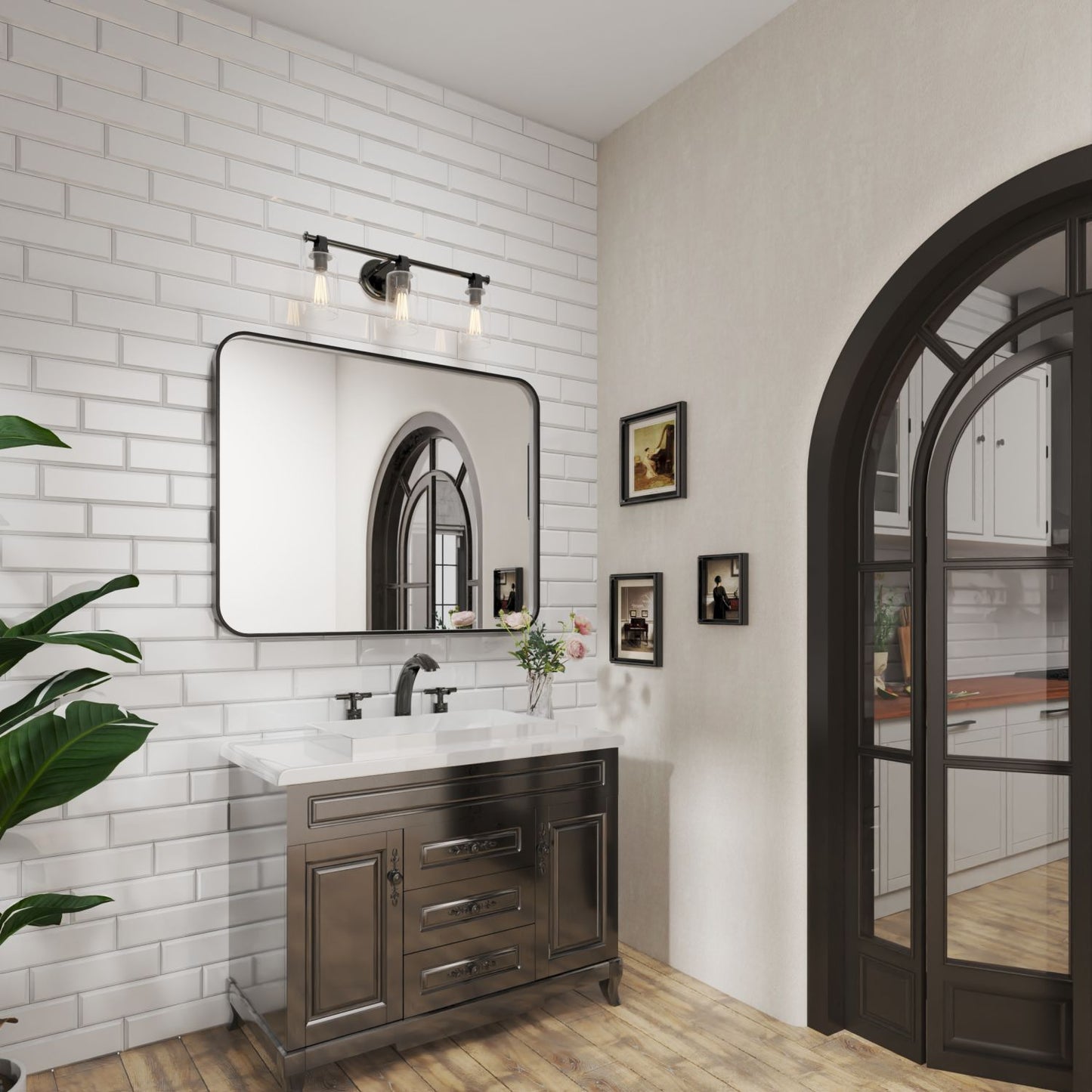 Waterpar® 40 in. W x 32 in. H Rectangular Aluminum Framed Wall Bathroom Vanity Mirror