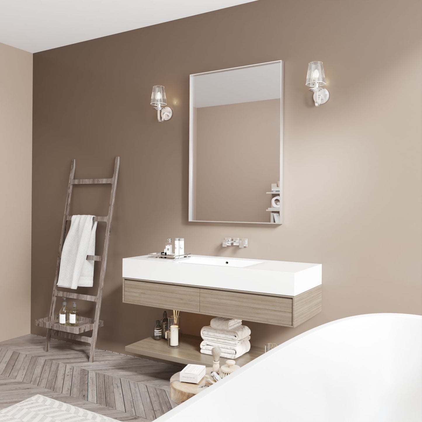 Waterpar® 48 in. W x 32 in. H Rectangular Aluminum Framed Wall Bathroom Vanity Mirror