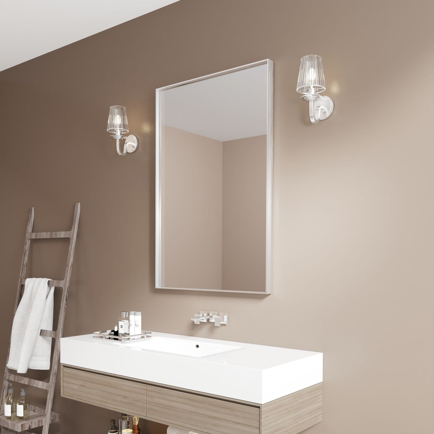 Waterpar® 48 in. W x 32 in. H Rectangular Aluminum Framed Wall Bathroom Vanity Mirror