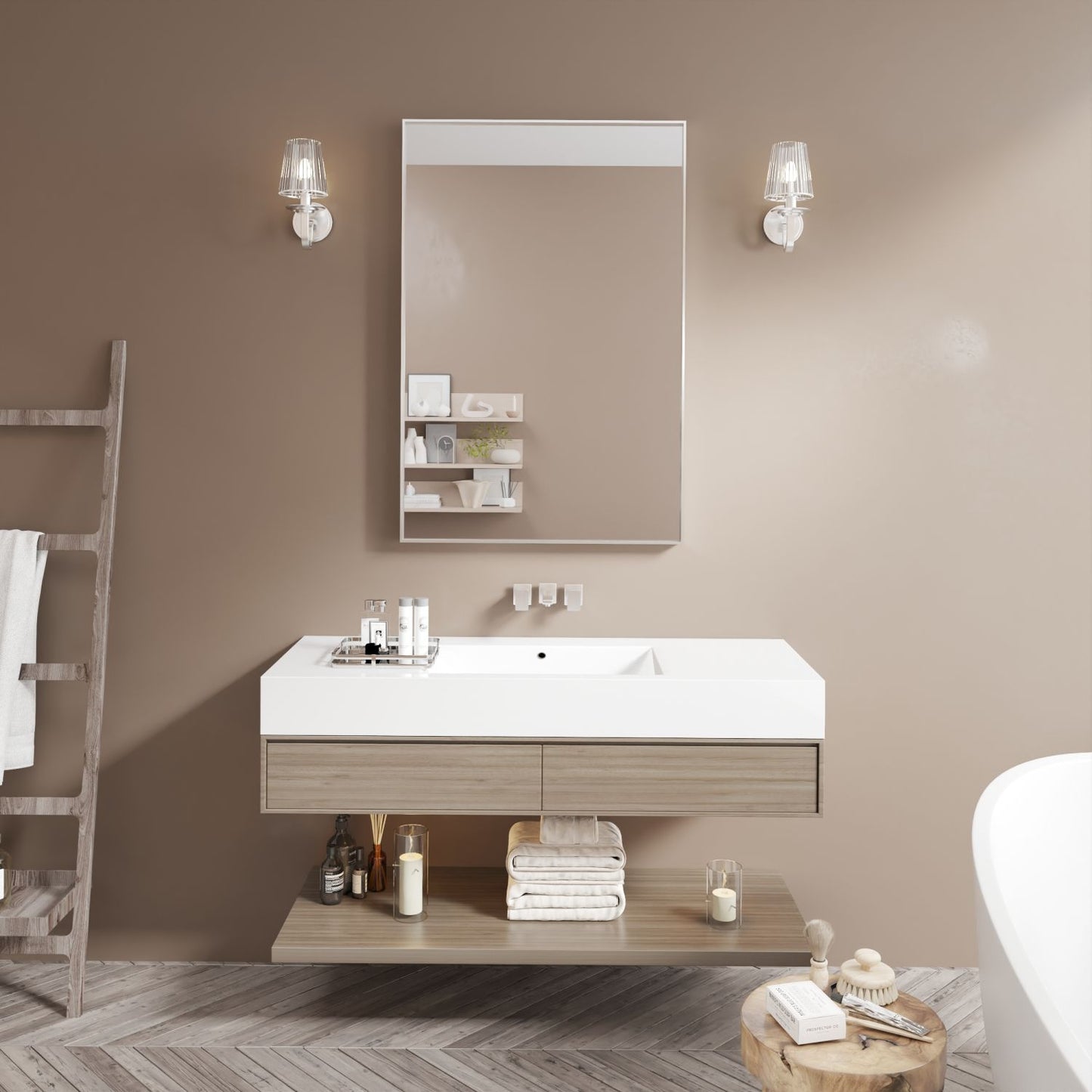 Waterpar® 48 in. W x 32 in. H Rectangular Aluminum Framed Wall Bathroom Vanity Mirror