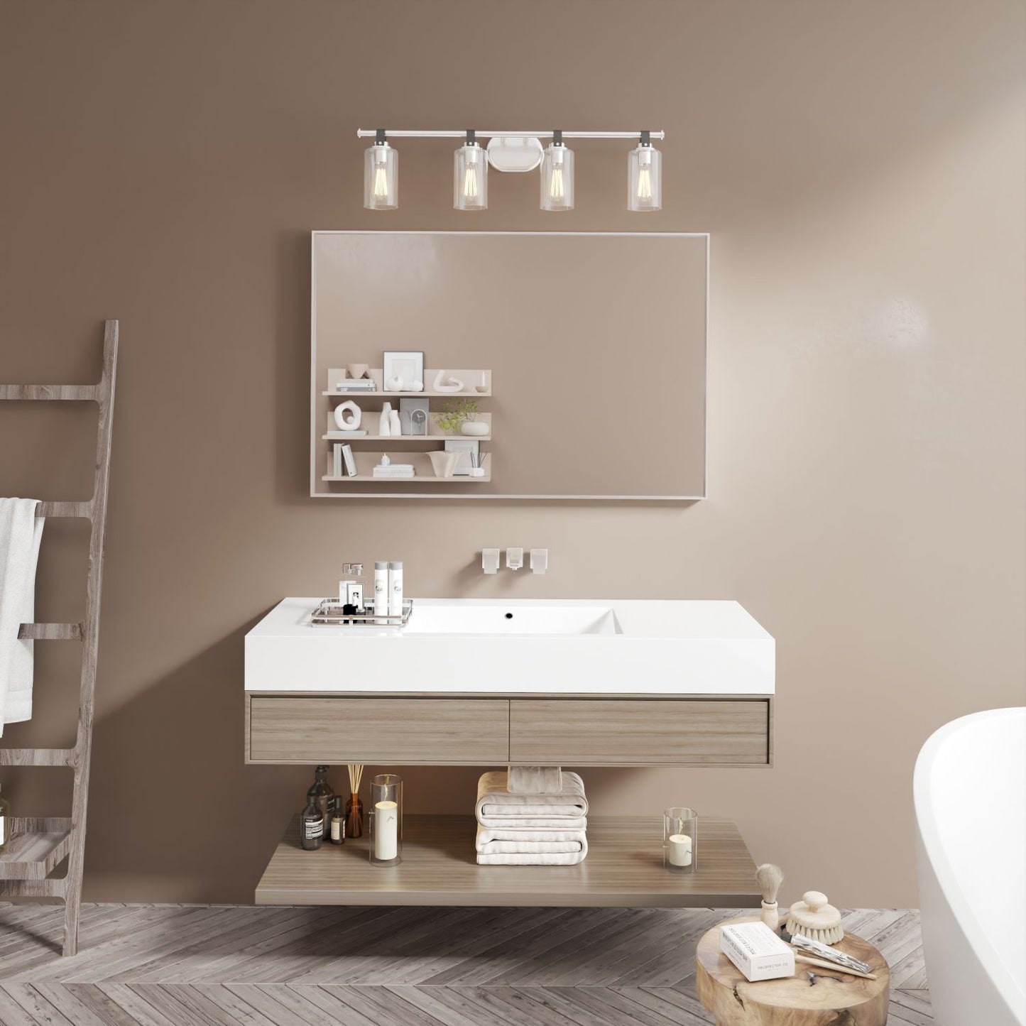 Waterpar® 48 in. W x 32 in. H Rectangular Aluminum Framed Wall Bathroom Vanity Mirror