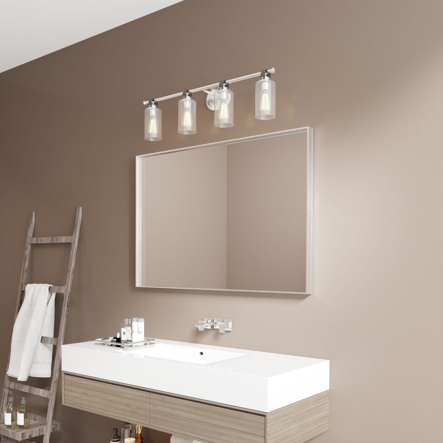 Waterpar® 48 in. W x 32 in. H Rectangular Aluminum Framed Wall Bathroom Vanity Mirror