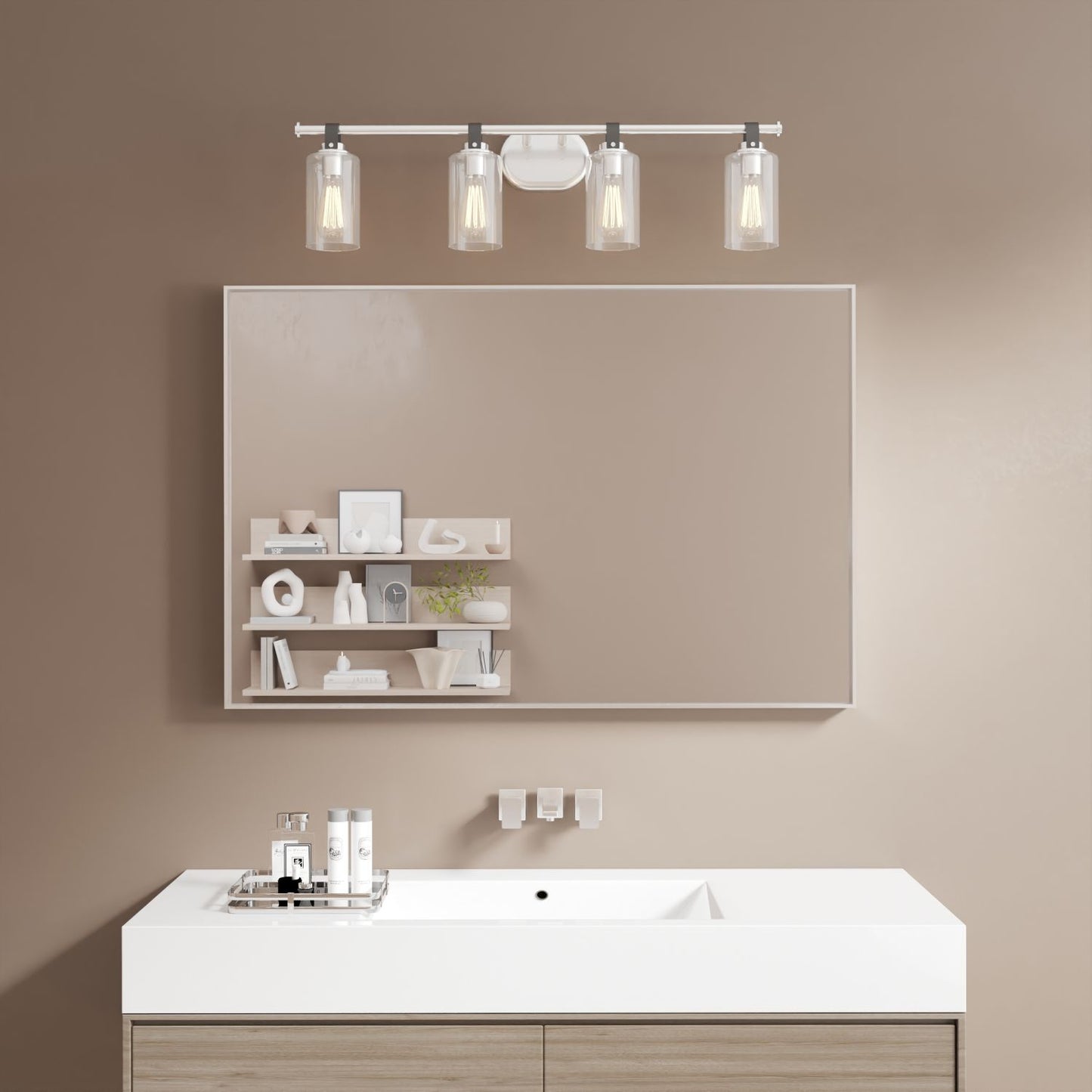 Waterpar® 48 in. W x 32 in. H Rectangular Aluminum Framed Wall Bathroom Vanity Mirror