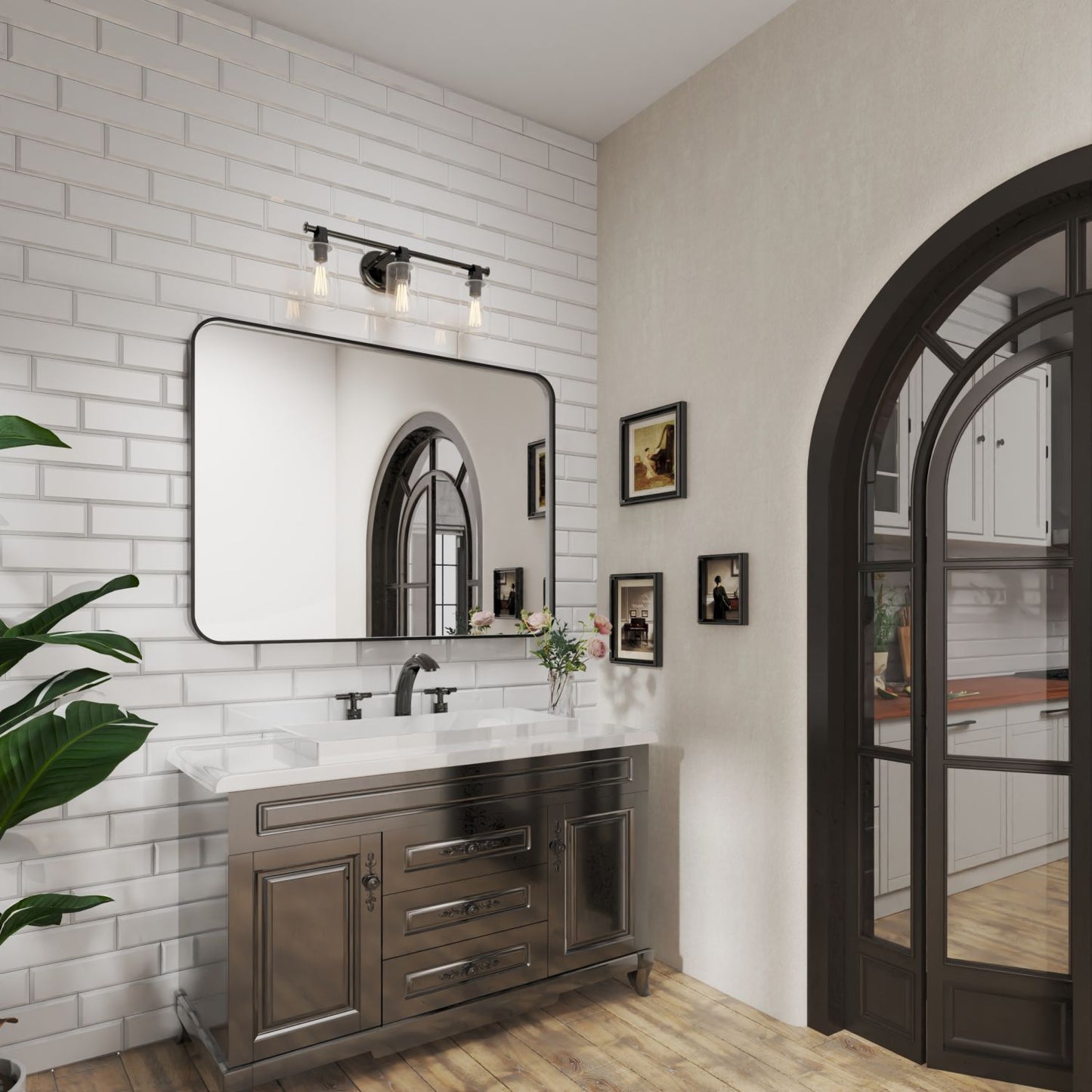 Waterpar® 48 in. W x 36 in. H Rectangular Aluminum Framed Wall Bathroom Vanity Mirror