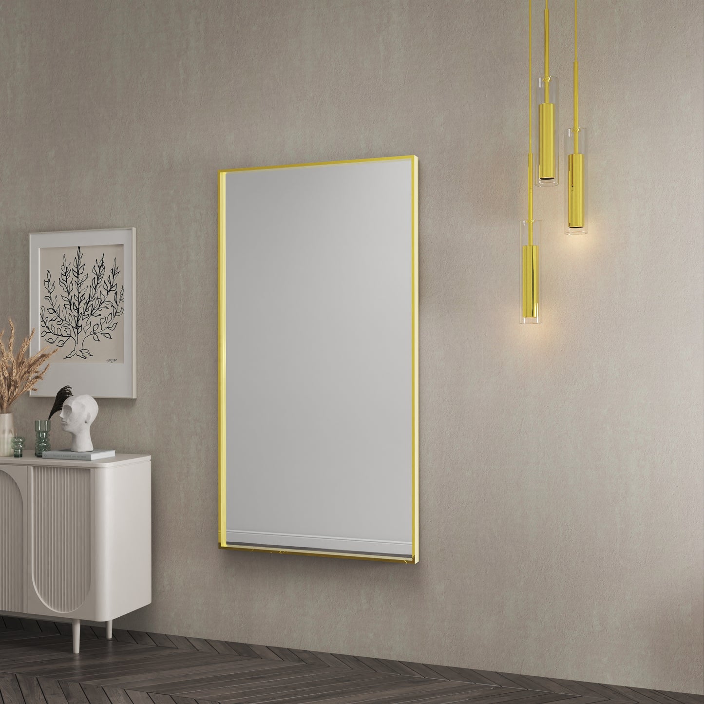 Waterpar® 55 in. W x 30 in. H Rectangular Aluminum Framed Wall Bathroom Vanity Mirror