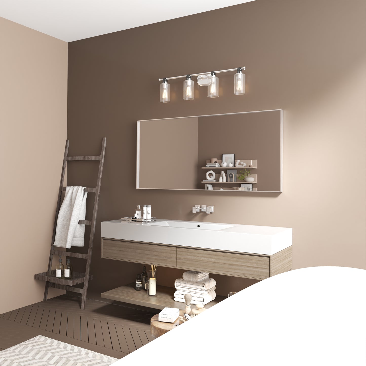 Waterpar® 60 in. W x 28 in. H Rectangular Aluminum Framed Wall Bathroom Vanity Mirror