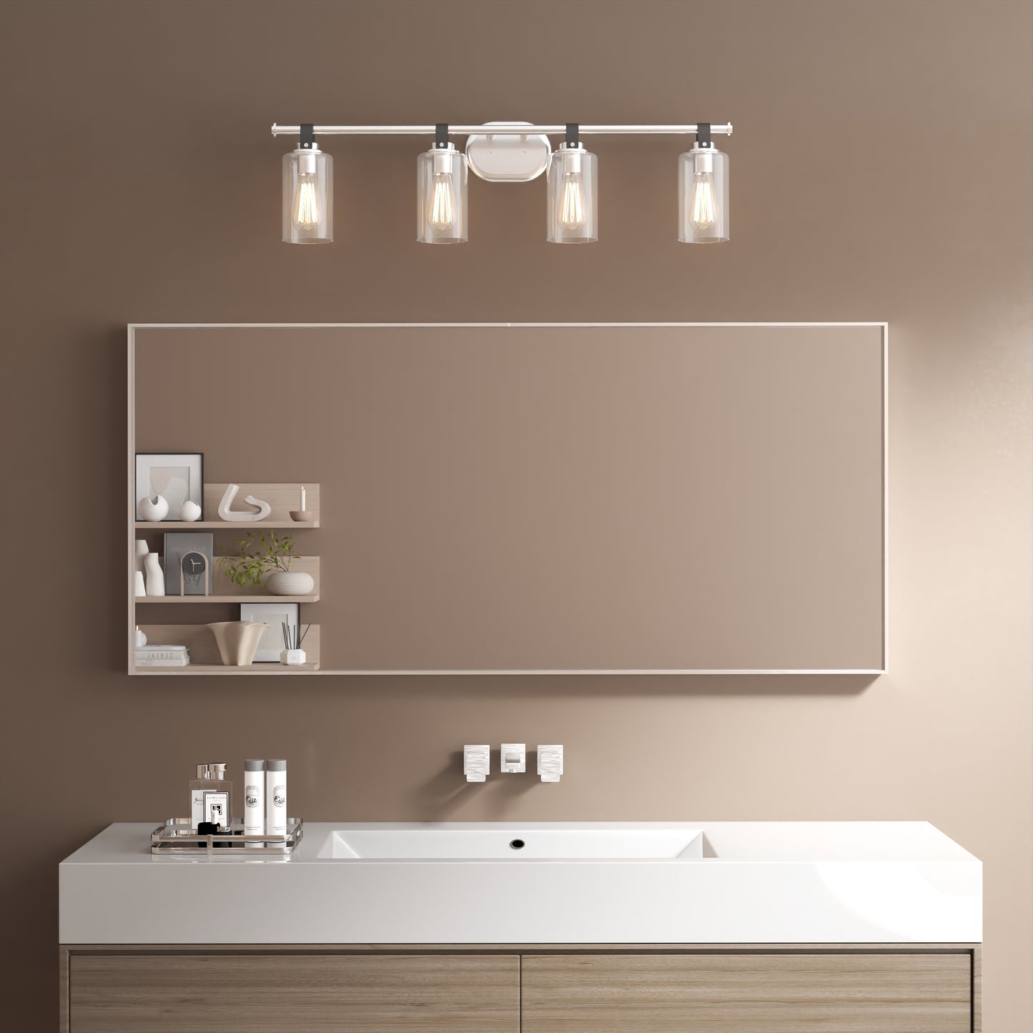 Waterpar® 60 in. W x 28 in. H Rectangular Aluminum Framed Wall Bathroom Vanity Mirror
