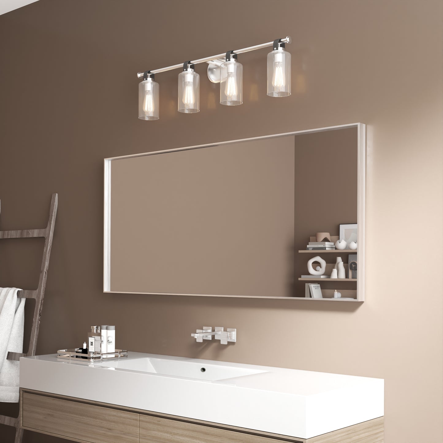 Waterpar® 60 in. W x 28 in. H Rectangular Aluminum Framed Wall Bathroom Vanity Mirror