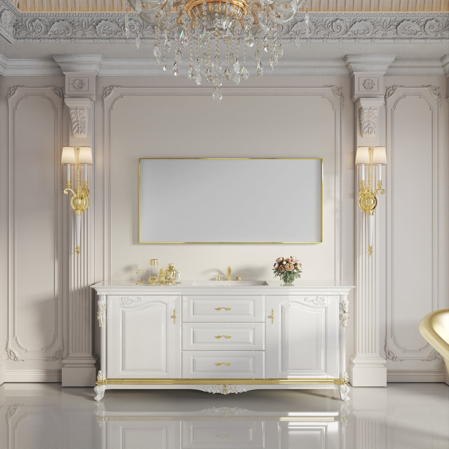 Waterpar® 60 in. W x 28 in. H Rectangular Aluminum Framed Wall Bathroom Vanity Mirror