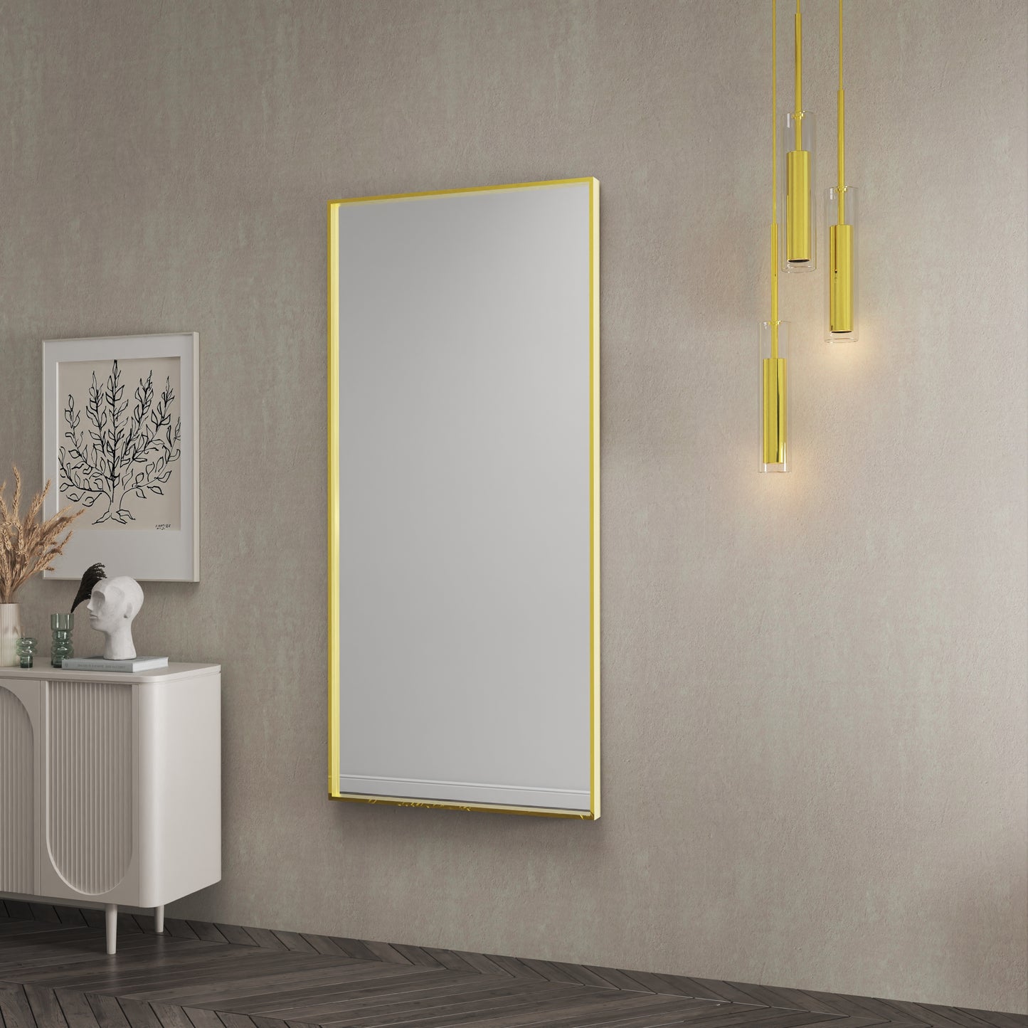 Waterpar® 60 in. W x 28 in. H Rectangular Aluminum Framed Wall Bathroom Vanity Mirror