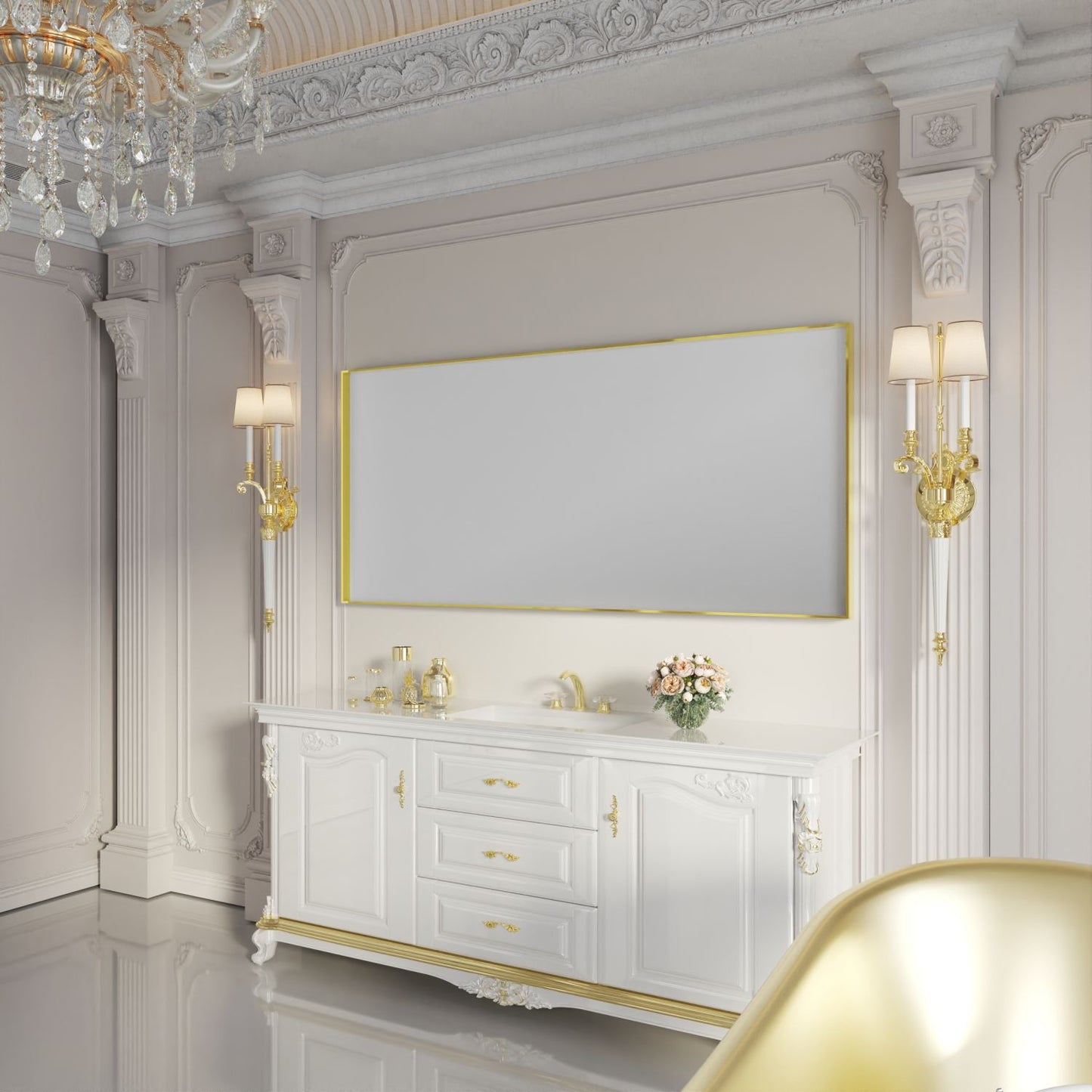 Waterpar® 72 in. W x 32 in. H Rectangular Aluminum Framed Wall Bathroom Vanity Mirror