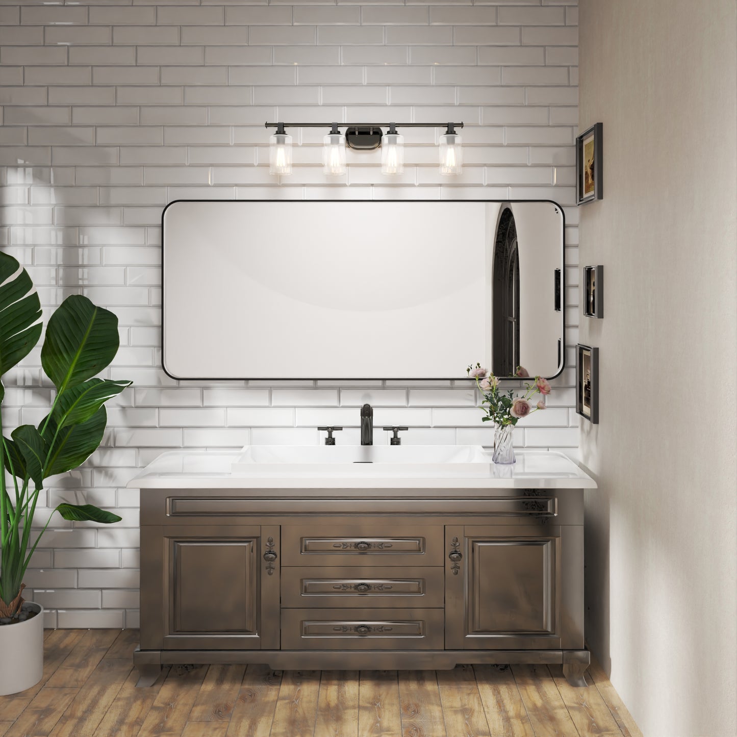 Waterpar® 72 in. W x 32 in. H Rectangular Aluminum Framed Wall Bathroom Vanity Mirror