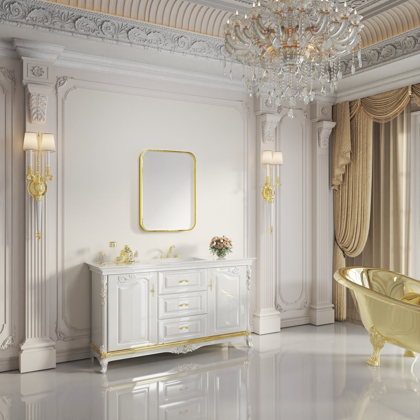 Waterpar® 30 in. W x 22 in. H Rectangular Aluminum Framed Wall Bathroom Vanity Mirror