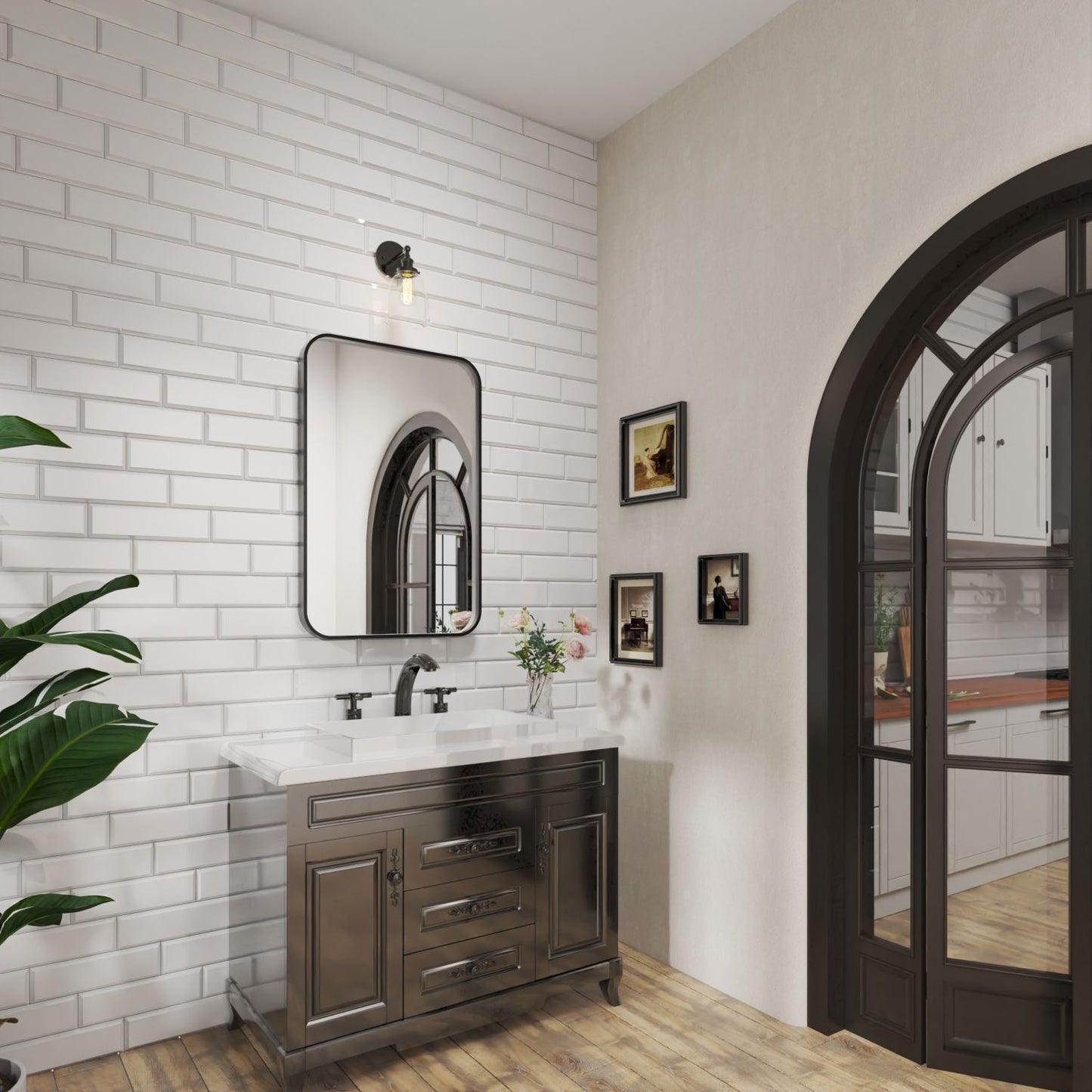 Waterpar® 36 in. W x 24 in. H Rectangular Aluminum Framed Wall Bathroom Vanity Mirror