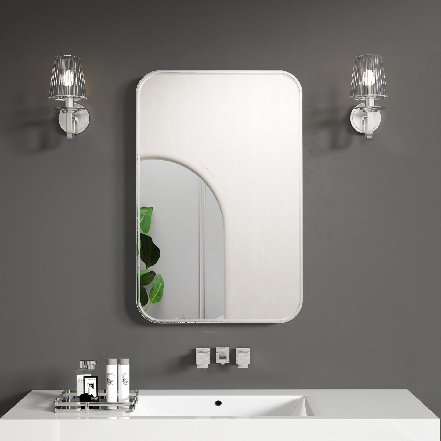 Waterpar® 36 in. W x 24 in. H Rectangular Aluminum Framed Wall Bathroom Vanity Mirror