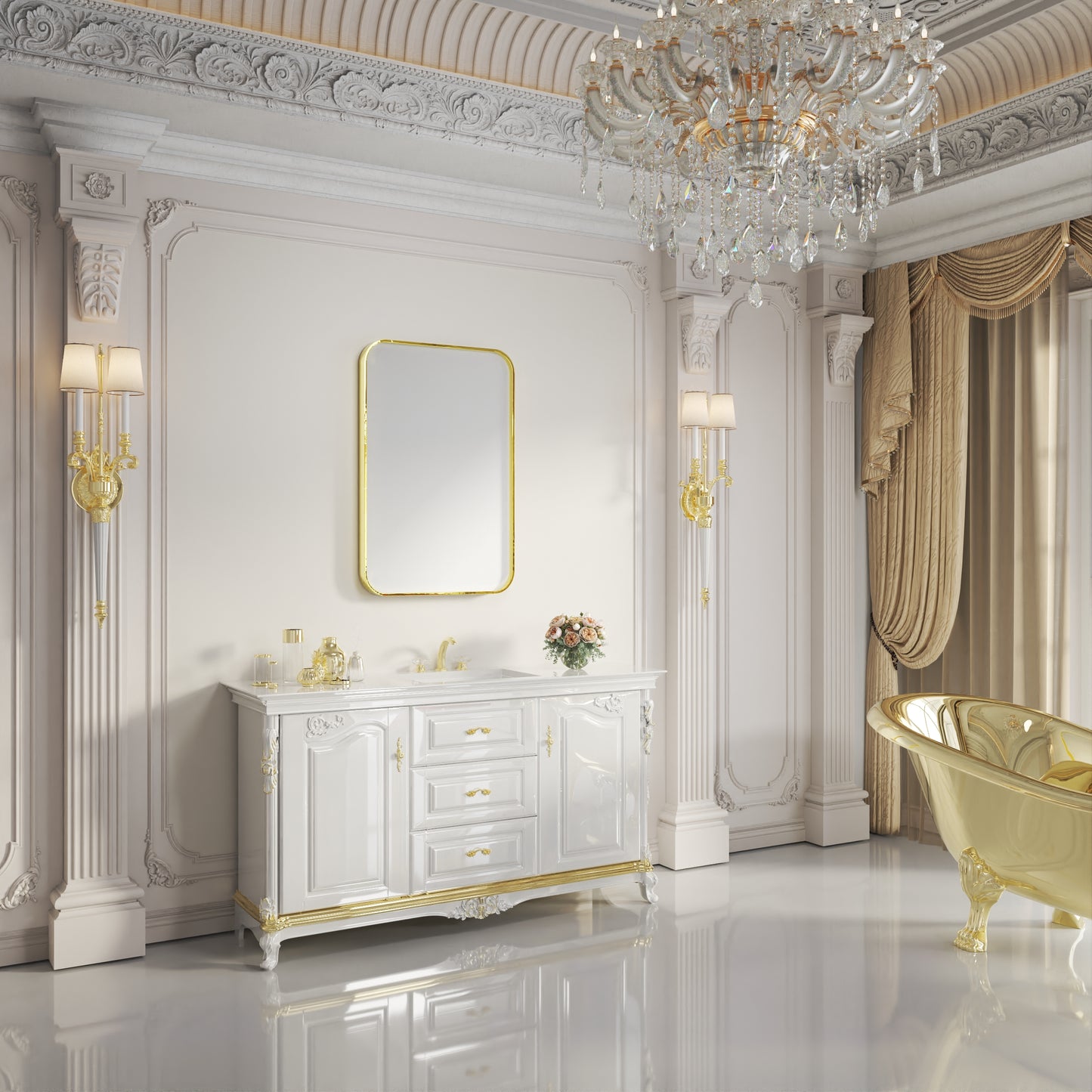 Waterpar® 36 in. W x 24 in. H Rectangular Aluminum Framed Wall Bathroom Vanity Mirror