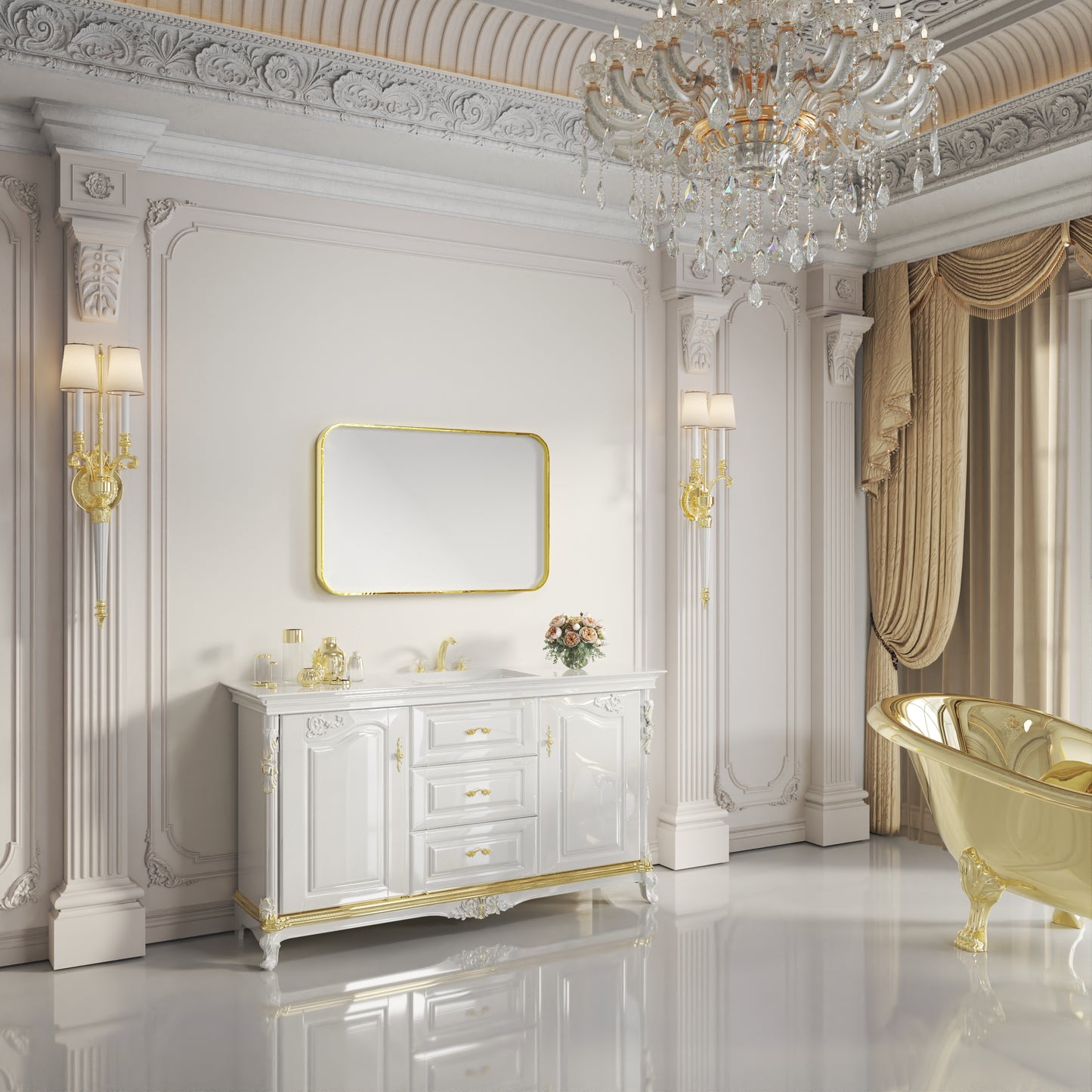 Waterpar® 36 in. W x 24 in. H Rectangular Aluminum Framed Wall Bathroom Vanity Mirror