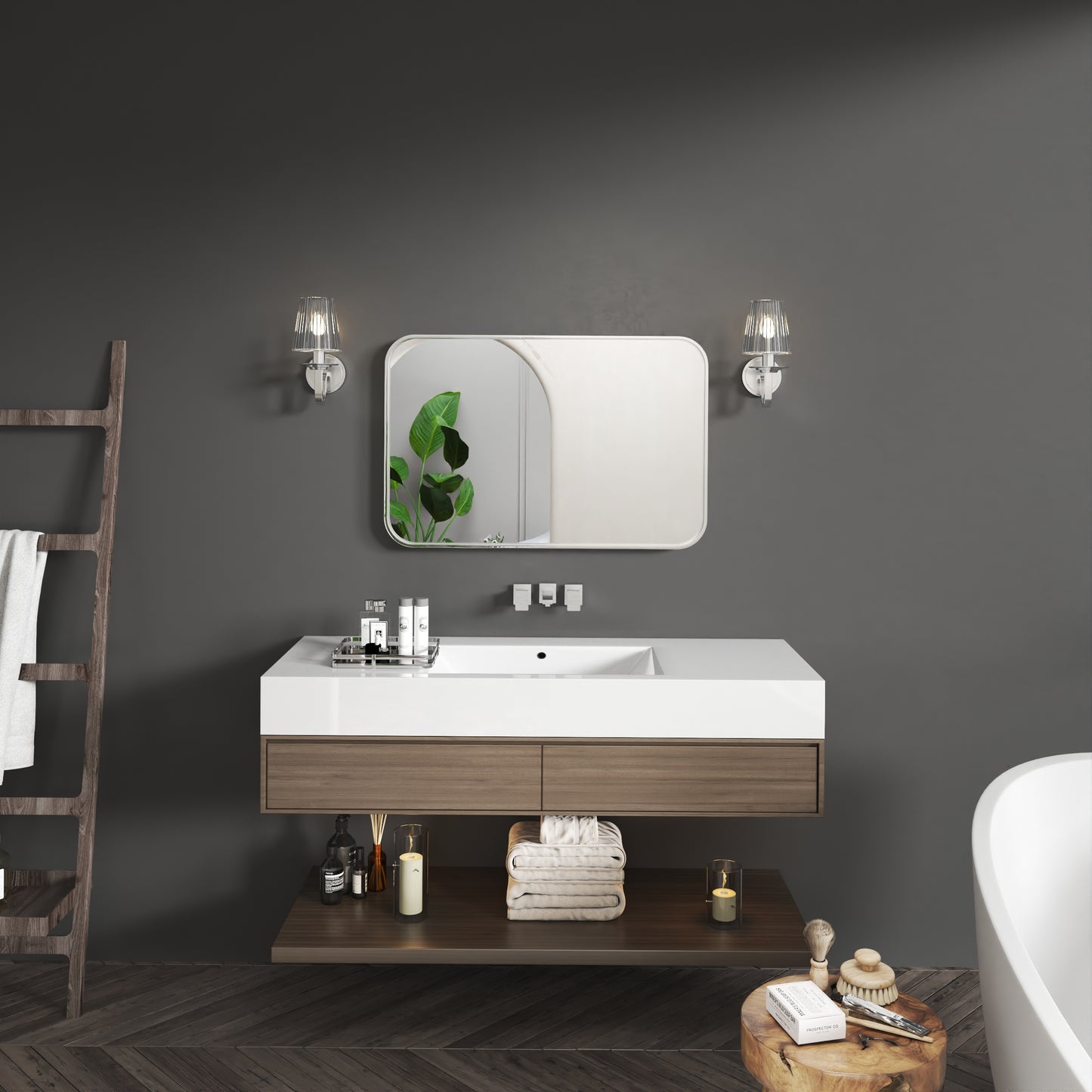 Waterpar® 36 in. W x 24 in. H Rectangular Aluminum Framed Wall Bathroom Vanity Mirror