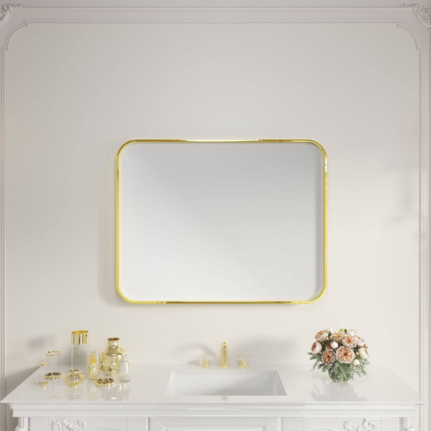 Waterpar® 28 in. W x 36 in. H Rectangular Aluminum Framed Wall Bathroom Vanity Mirror