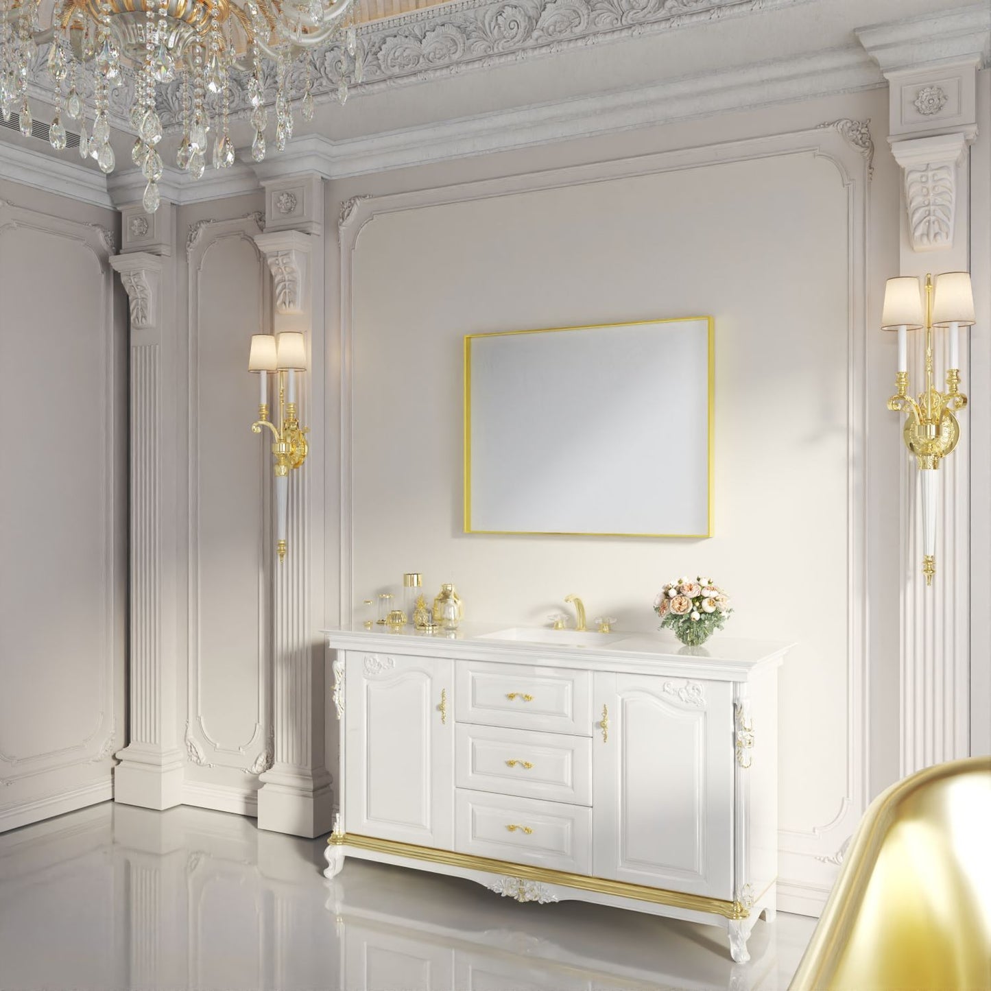 Waterpar® 28 in. W x 36 in. H Rectangular Aluminum Framed Wall Bathroom Vanity Mirror